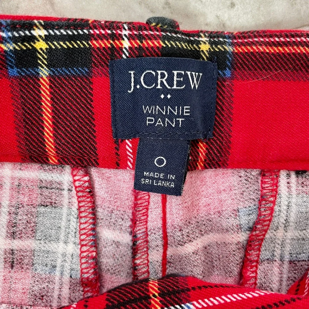 J. Crew Red Plaid Ankle Pants - Picture 3 of 4